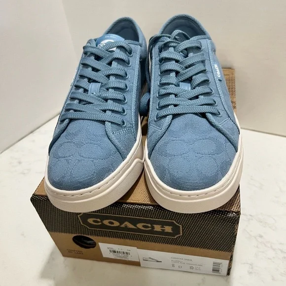 COACH MENS CANVAS BLUE SNEAKERS - Picture 9 of 13